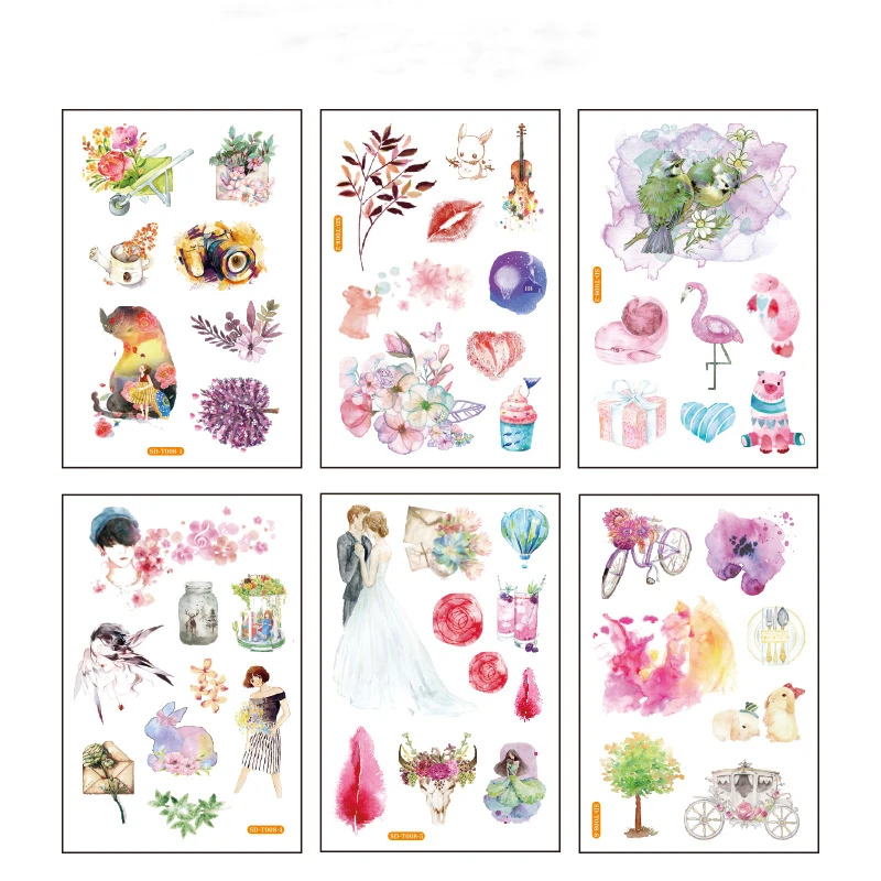 

6 pcs/pack Men Girl Rabbit Bullet Journal Decorative Stationery Stickers Scrapbooking DIY Diary Album Stick