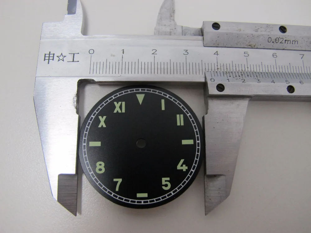 Дешевые Продажи Аксессуары для часов части, 37,5 мм Мужские механические часы циферблат зеленый/желтый номера fit Unites ETA 649 движение
