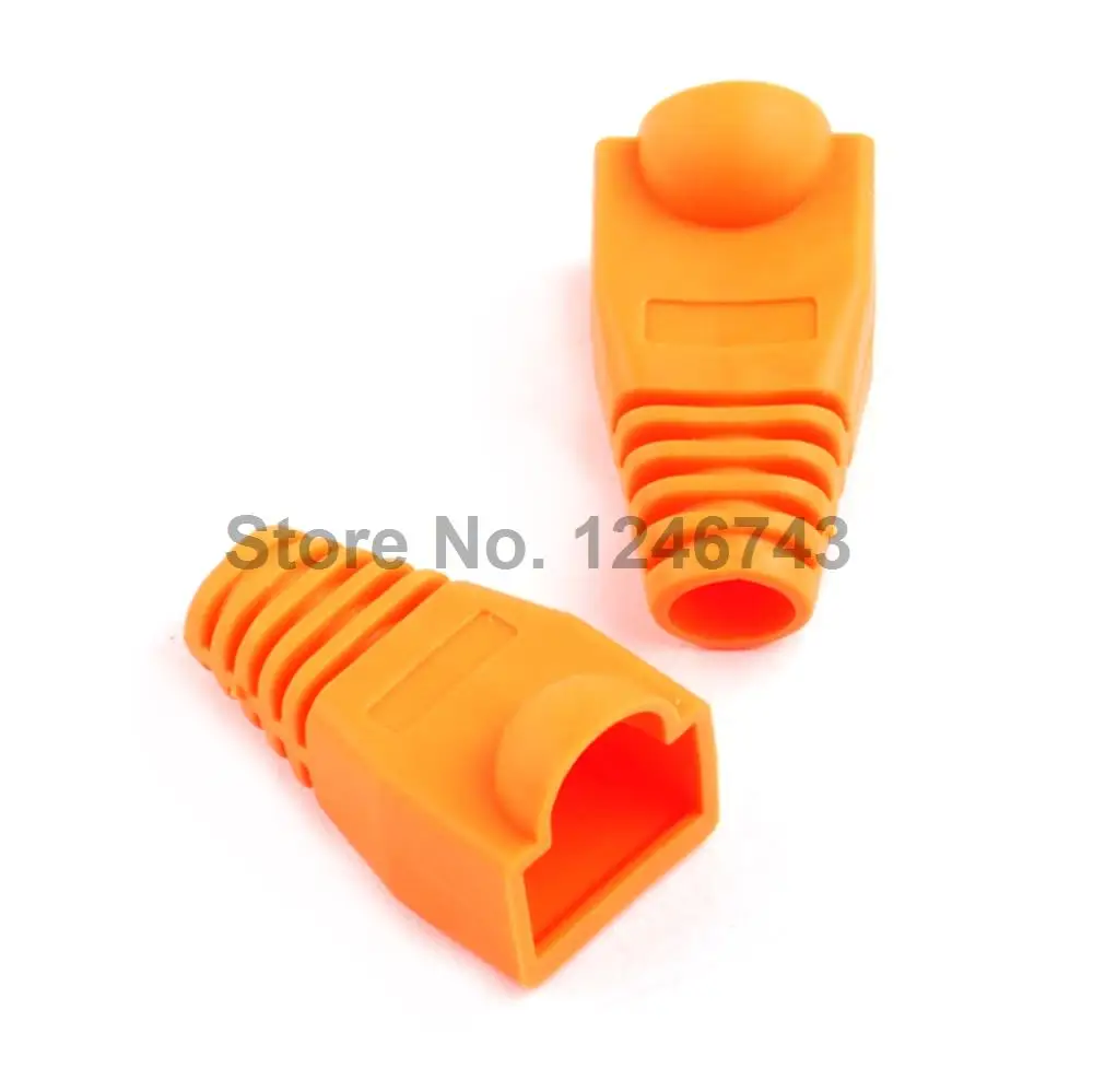 50PCS RJ45 Connector Caps cat5 cat5e cat6 Multicolour Sheath Protective Sleeve for Network Connectors Ethernet Cable Orange