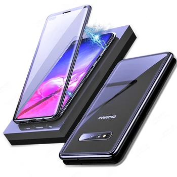 

for samsung galaxy s 10 plus case magnetic attraction flip case for samsung s10 plus e s10plus s10e front+back tempered glass