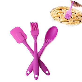 

500Set 3Pcs/Set Silicone Baking Tool Spatula Scraper Brush Spoon Christmas Cooking Pastry Tools
