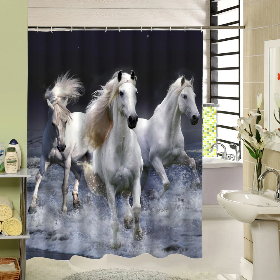 2016 Rideau De Douche New Waterproof Horse Shower Curtain Eco friendly