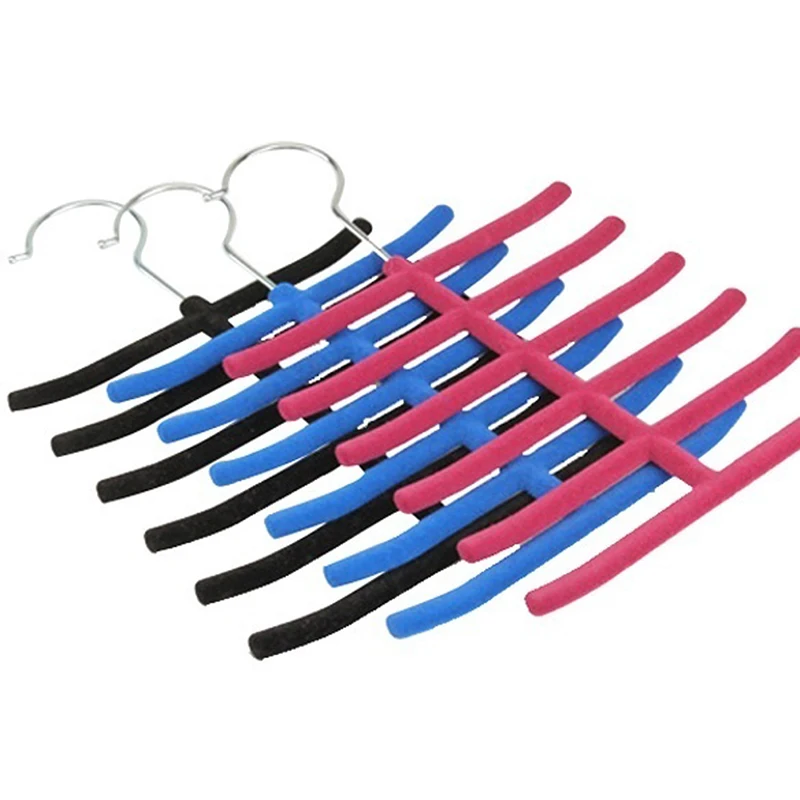 

New Fishbone Shape MultiFunctional 12 Tie Belt Towel Velvet Flocked Non-Slip Scarf Shawl Clothes Hangers Storage Hangers Rack