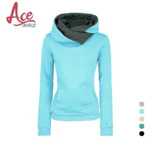 Spring 2017 Autumn Winter Women Casual Solid Hoodies Unisex Lapel Hooded New Sweatshirts Pullovers Turn-down Collar WBA0010