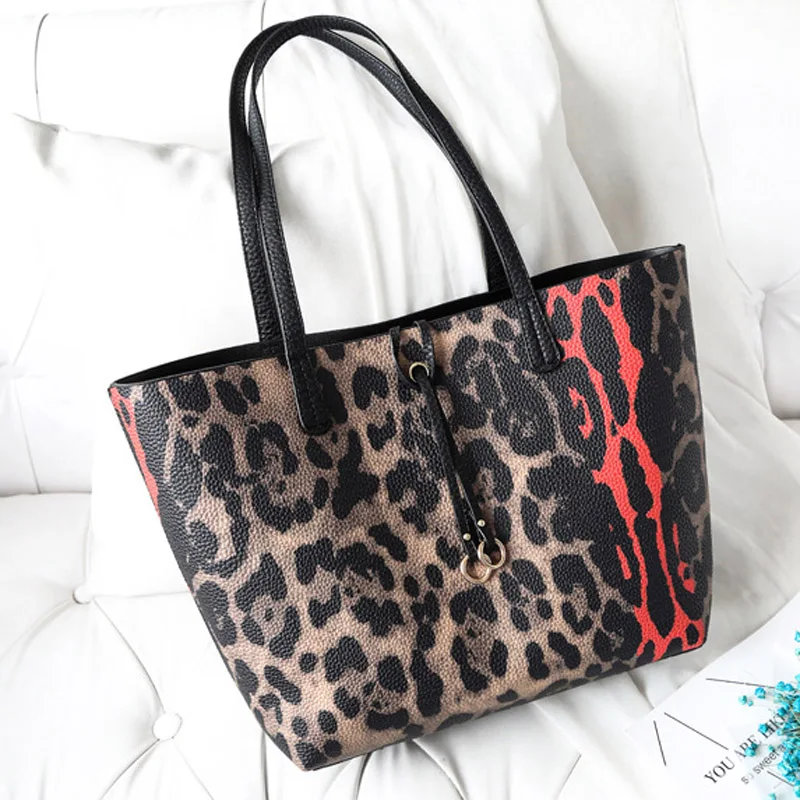 Faux Leather Leopard Tote Wholesale Blanks Leopard Composition Bag Set With A Moveable Crossbody ...