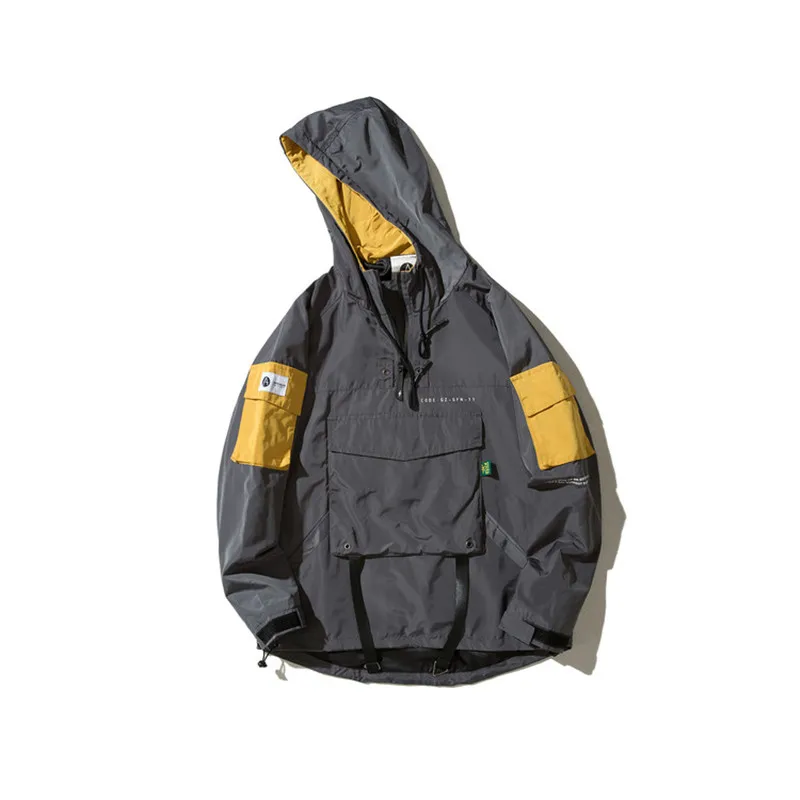 Front Pocket Pullover Jackets Men Autumn Half Zipper Hoodie Jacket Male Hip Hop Casual Windbreaker Coat Streetwear Front Pocket Pullover Jackets Men Autumn Half Zipper Hoodie Jacket Male Hip Hop Casual Windbreaker Coat Streetwear