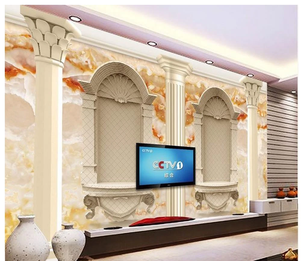 カスタム3d壁紙大理石ローマン列ヨーロッパスタイルのヒスイテクスチャ壁画壁の3d壁紙 3d Wallpaper Custom 3d Wallpaperstyle Wallpaper Aliexpress