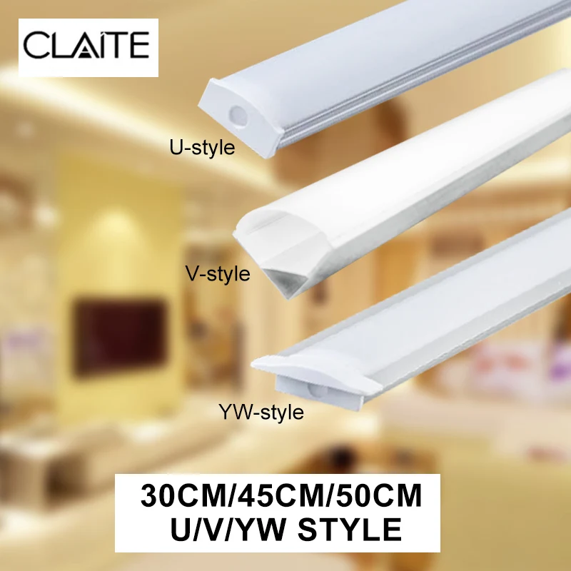 Алюминиевый держатель для светодиодных лент CLAITE U V YW 3 стиля 30 см 45 50 светильник