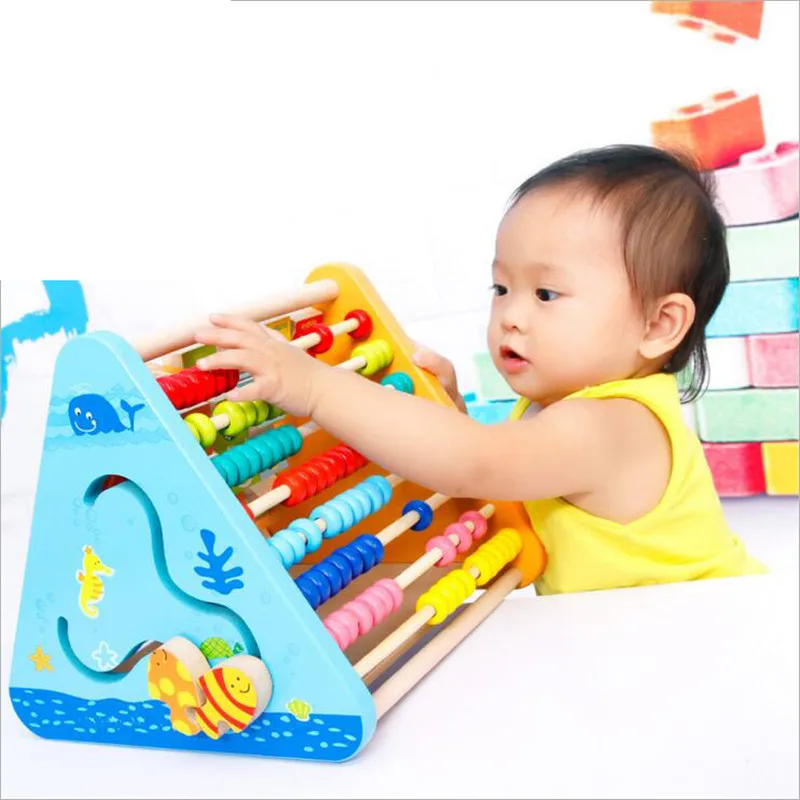 

Educational Wooden Toys For Childern Multi-function Calculating Five-sided Learning Rack Kids Math Tool Cognitive Letters Color