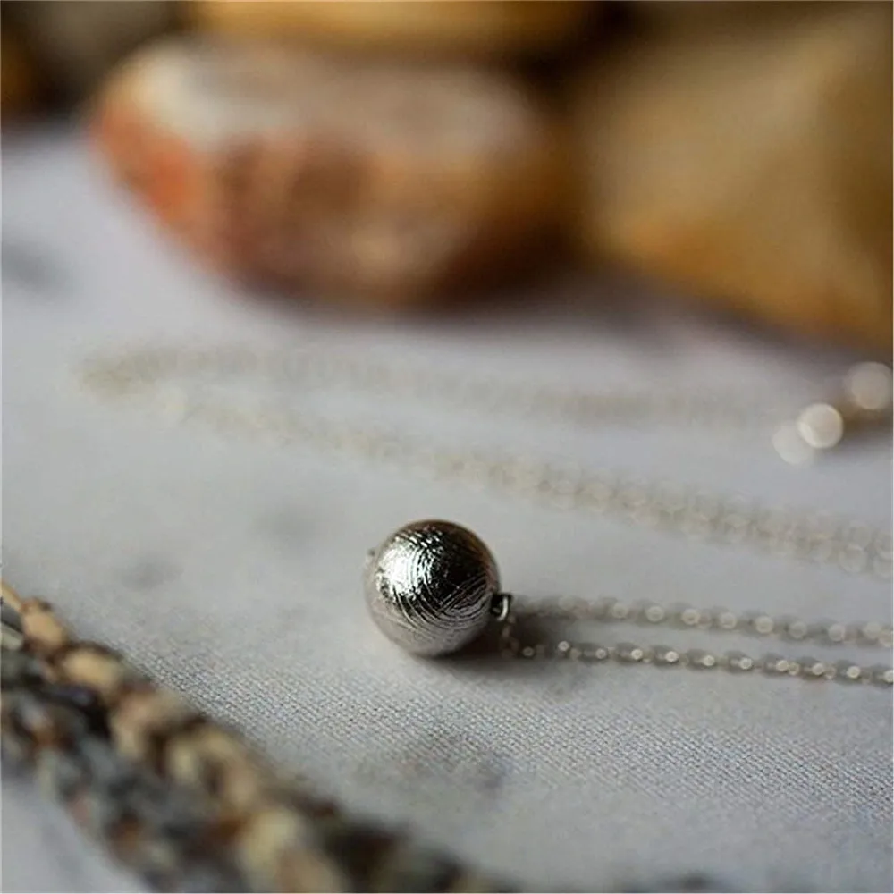 7-16 мм натуральный Gibeon железная подвеска метеорит для женщины мужчины подарок 925 серебряные цепочки круглые бусы модное ожерелье кулон AAAAA