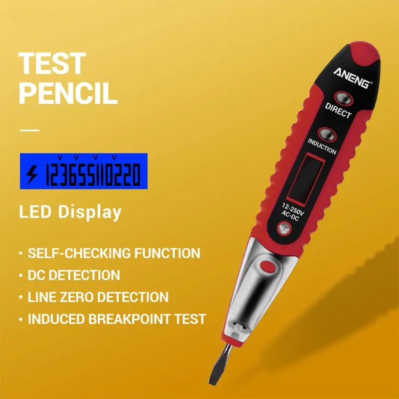 

VD700 Digital Test Pencil Multifunction AC DC 12-250V Tester Electrical Test Pencil Detector Voltage Detector Test Pen