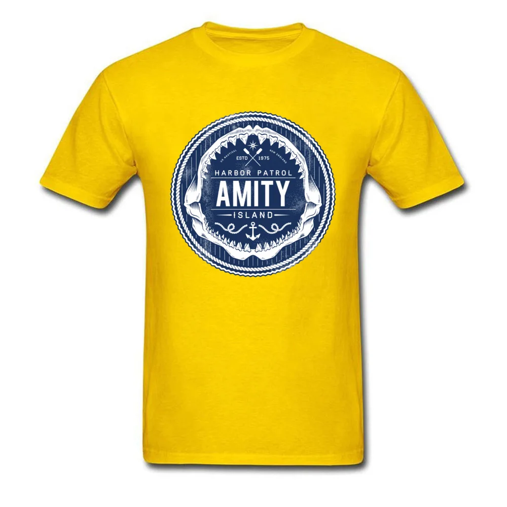 amity island harbor patrol 5997 Funny Men T-Shirt Round Collar Short Sleeve Pure Cotton Tops Shirts Customized Tee-Shirts amity island harbor patrol 5997 yellow