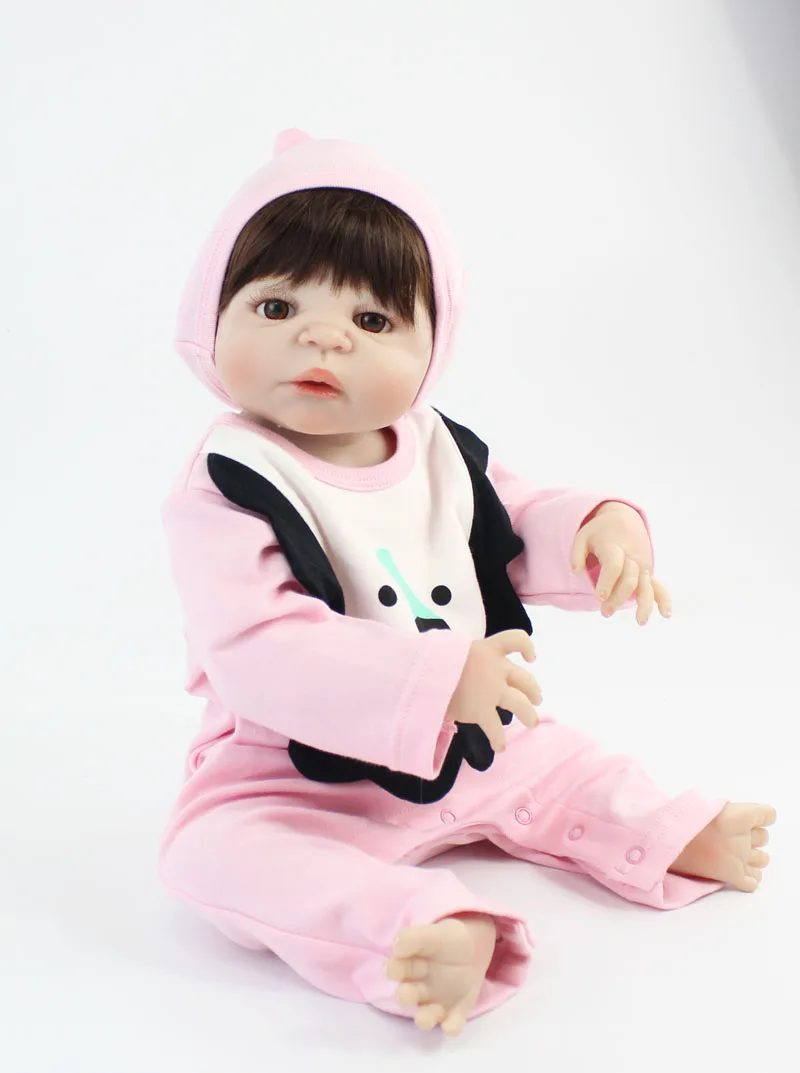 55 см полный силиконовые Bebe Reborn Baby Doll игрушки Реалистичные 22 ''винил новорожденных принцесса для маленьких девочек кукла жив дети купать