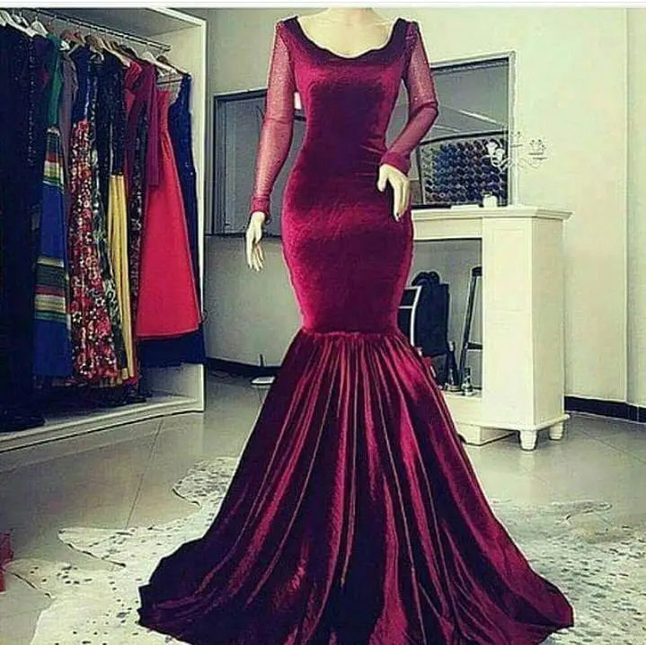 Настоящая фотография, красное бархатное вечернее платье русалки,, длинное, Средний Восток, стильное, иллюзионное, с длинным рукавом, торжественное платье, вечерние платья