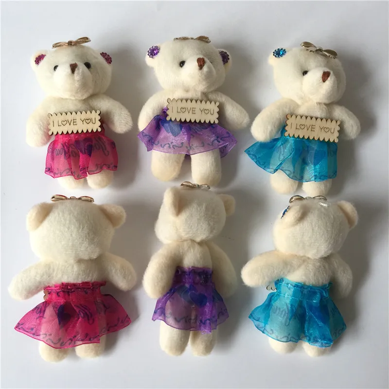 11cm 2pcs Small Romantic Bear Plush Toys Letters I Love You Bear Dolls Brinquedos DIY Flower Bouquet Decor Valentines' Gift  (36)