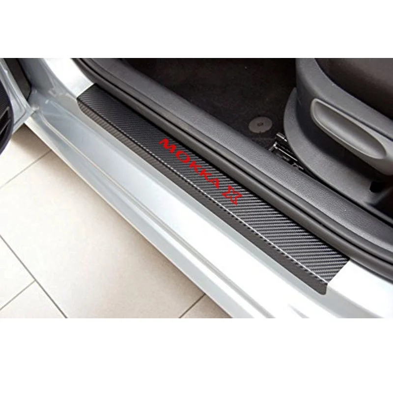 Виниловые наклейки из углеродного волокна для Opel MOKKA X, защита порога автомобиля, защита от потертостей, аксессуары