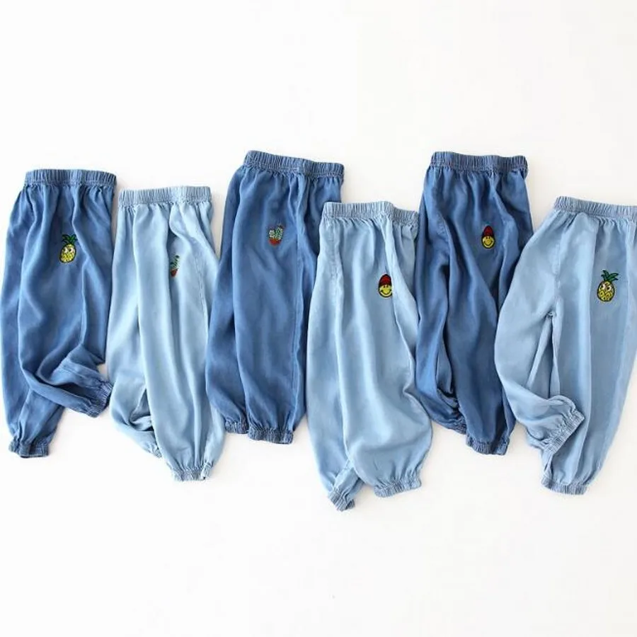 

Baby Boys Clothing Cowboy Jean Pants Summer Soft Denim Harem Pants Elastic Waist Solid Color Sport Boys Clothes Thin Trousers