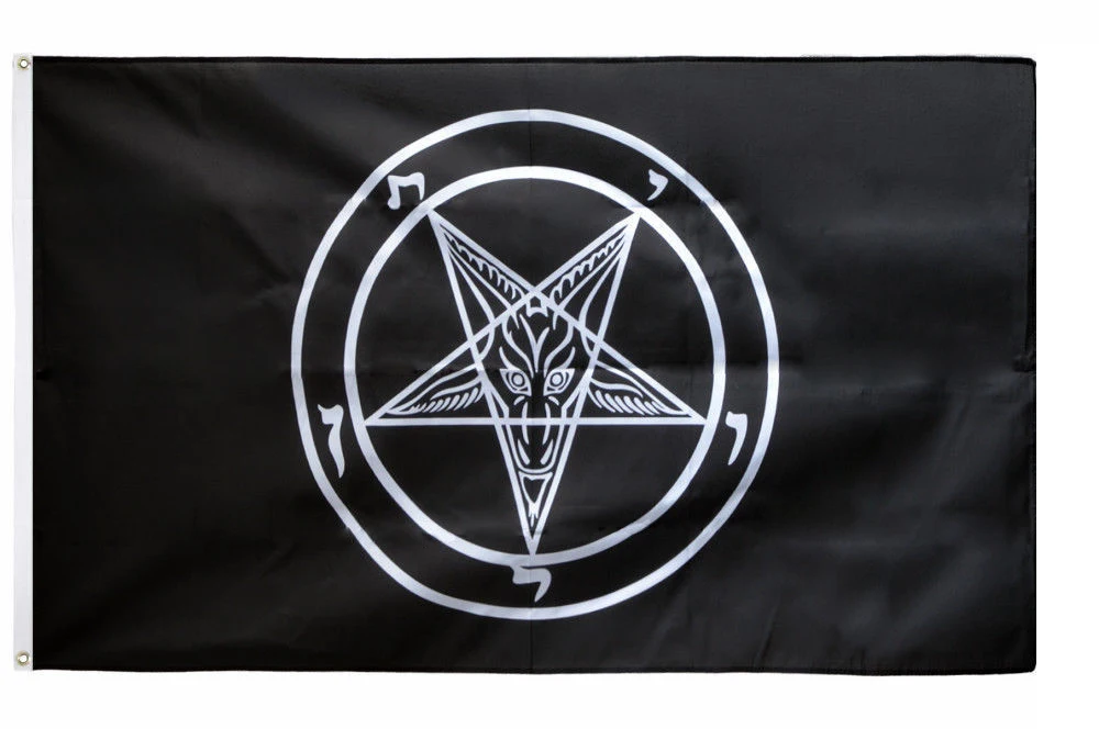 

johnin 3x5 fts Roman Catholic Church knights Templar Satan pentagram Baphomet flag