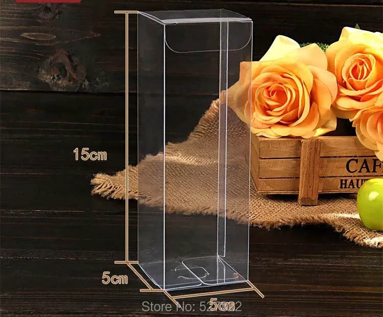 100PCS 5x5x15CM Toys Packaging Box Clear PVC Display Box Gift Boxes Perfume Daily Necessities Packing Boxes Free shipping