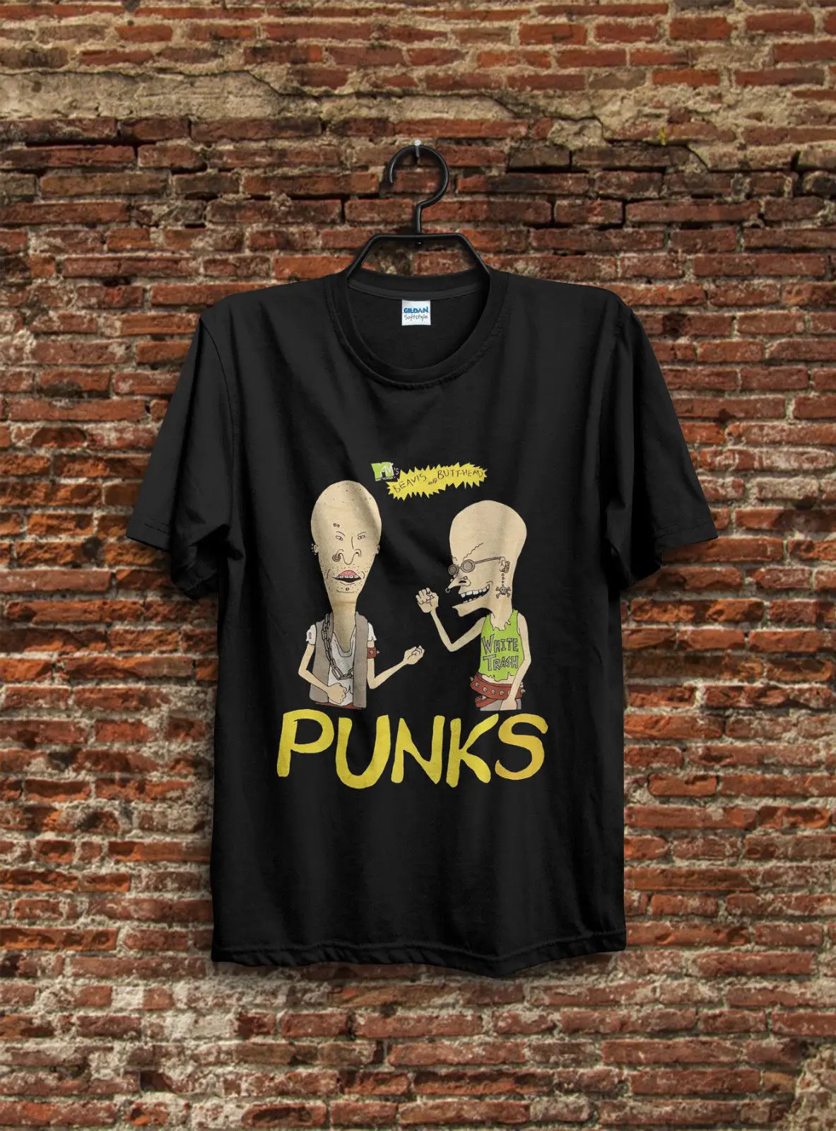 Винтажная черная футболка 1995 с надписью Beavis и Butthead 90's MTV PUNKS модная размера Reprint