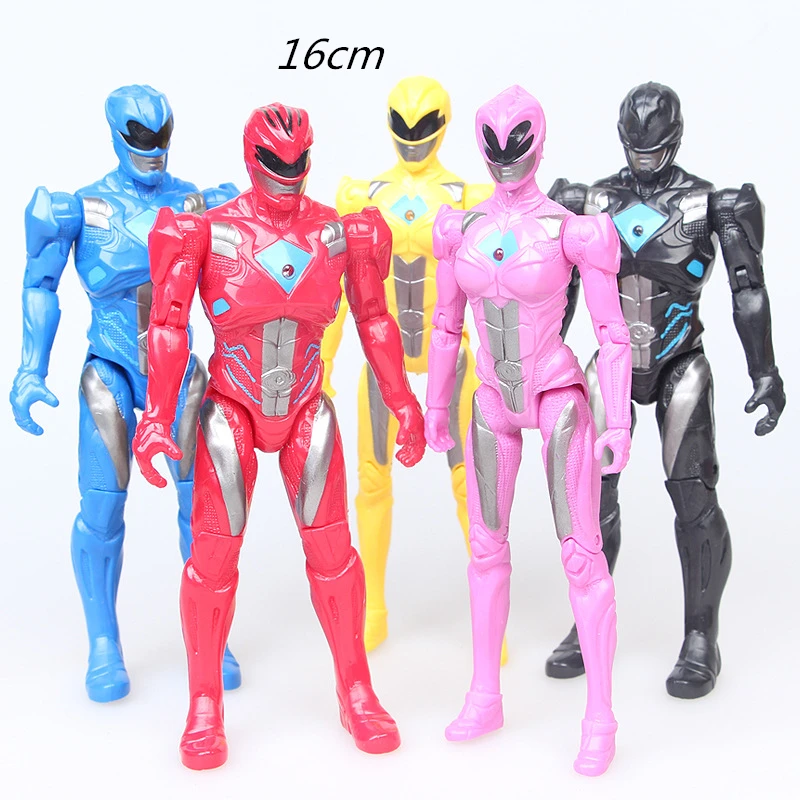 

5 Pcs/set Power Ranger Action Figure Red Soldiers Model Childrens Birthday Gift Cartoon Toy Doll with Light