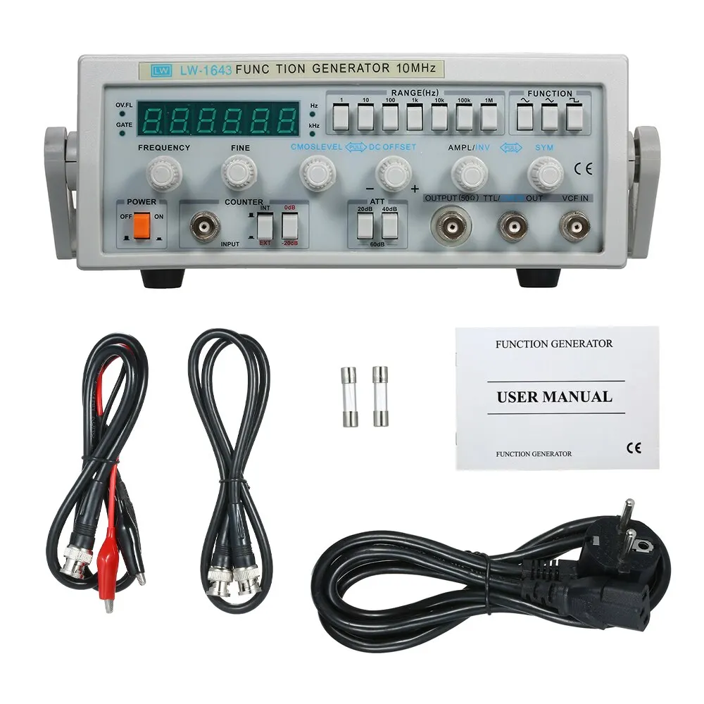 

Digital Signal Generator Sine Wave Triangle Square Wave Ramp Function Pulse Generator with Fuses Clip BNC to BNC Connect Cable