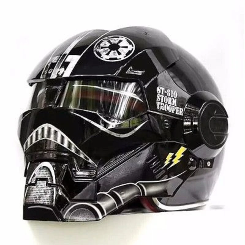 Motocross 610 Motorcycle Black IRON MAN Half Helmet Open Face Casque S M L XL