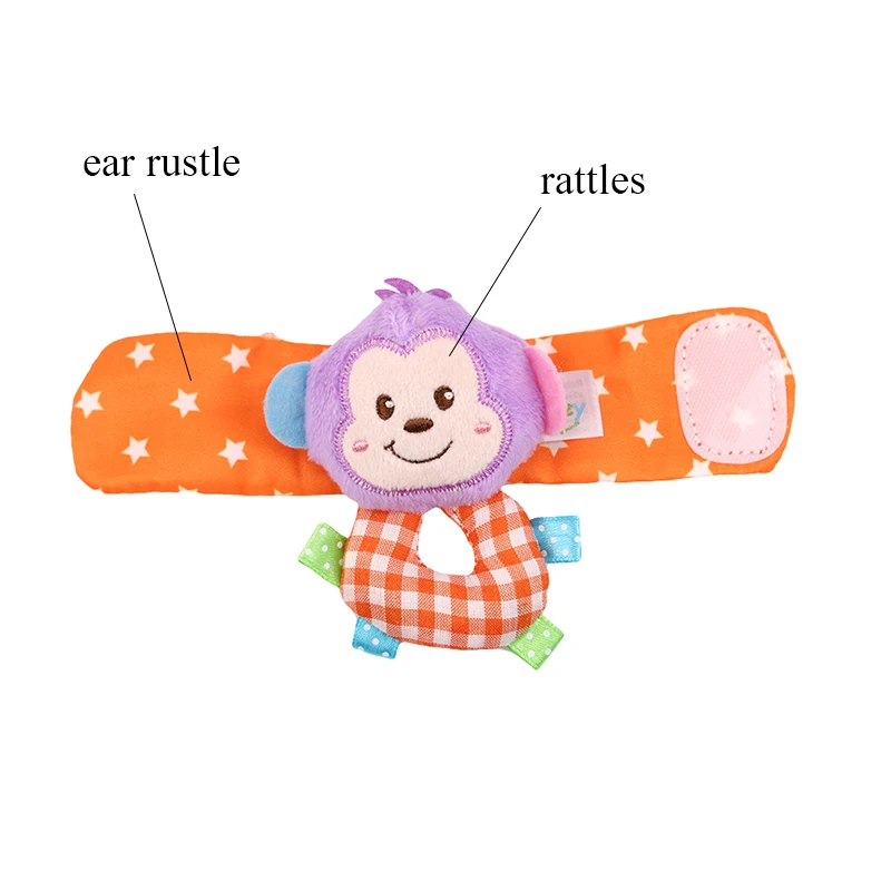 Cute Newborn Baby Wrist Rattles Strap and Animal Socks-5