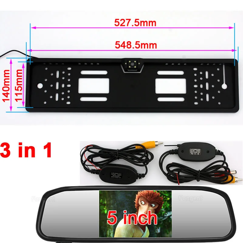 

Vehicle reverse Wireless camera Monitor European License Plate Frame Backup Car Licence Number Plate Rear View Reverse parcking