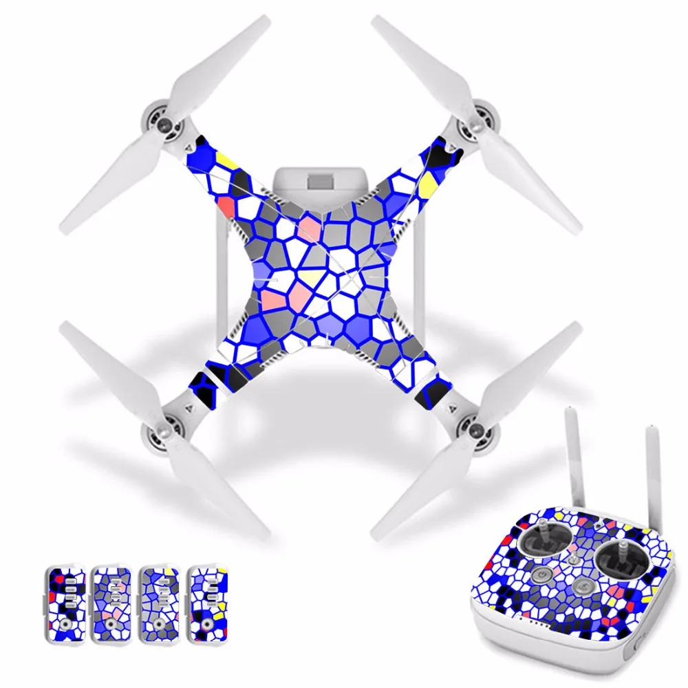 

[J30048] Grids Waterproof PVC Decal Skin Sticker For DJI Phantom 3 Drone body protection film+remote Controller cover