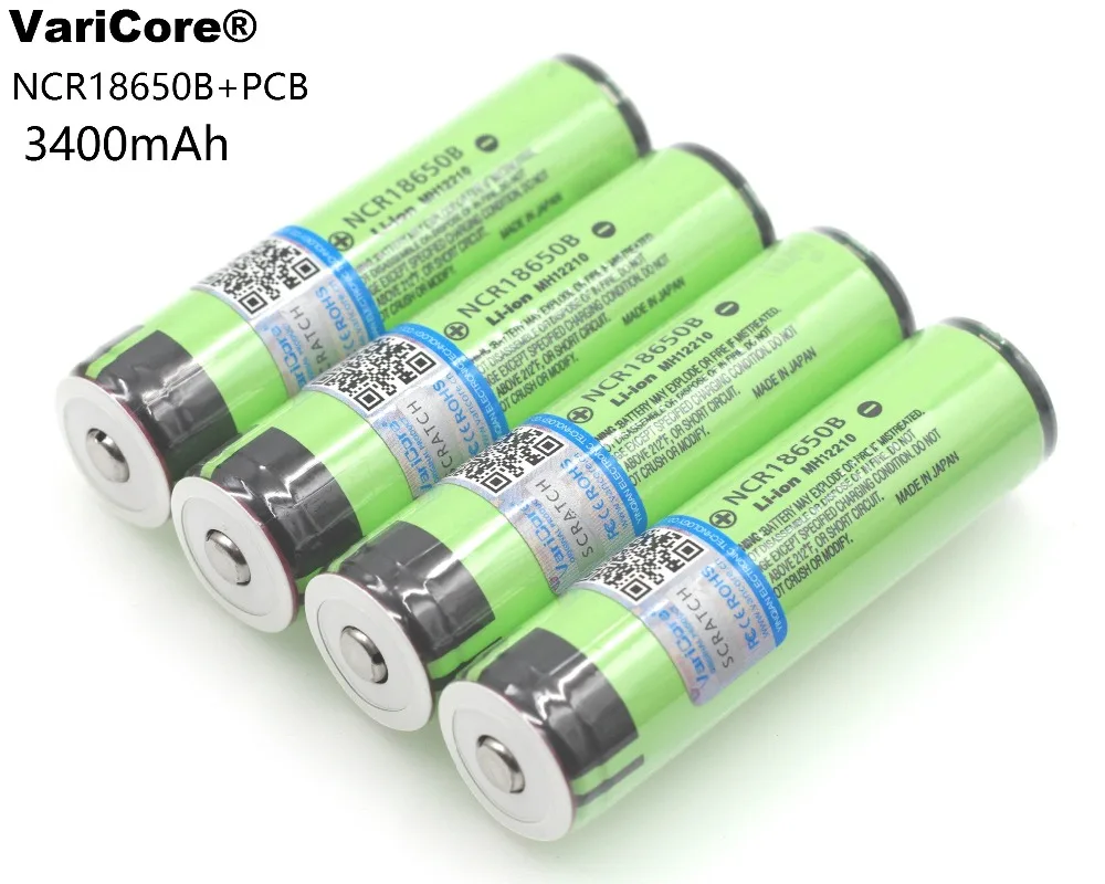 

4 pcs 2019 Original protected 18650 NCR18650B 3400mAh Li-ion rechargeable battery with 3.7V PCB for flashlight