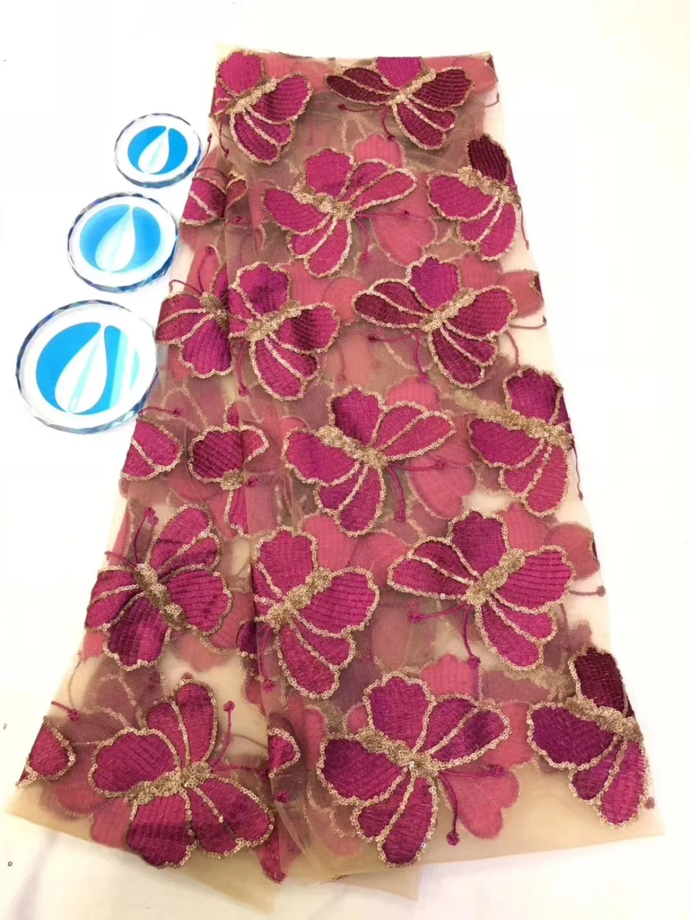 

butterfly pattern design beautiful net tulle lace fabric with sequins for nigerian dress good quality french lace dpno021