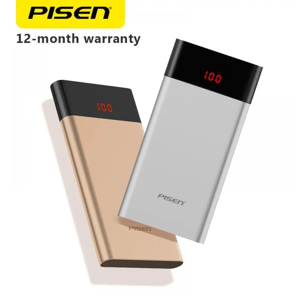 

PISEN LED Slim Power Bank Pro 10000mAh Dual USB 2.4A Fast Charging Li-Ion Polymer External Battery Portable Ultra Thin Powerbank