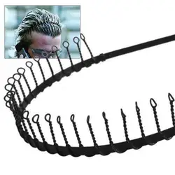 20f # Для мужчин с металлической проволоки Зубы волос Группа модные черные Футбол спортивная повязка на голову