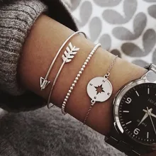 3/5 pcs Fashion Turtle Map Heart Letter Beads Chain Bracelet Multilayer Arrow Compass Charm Bracelet & Bangle Jewelry For Women classic heart letter a bracelet for women