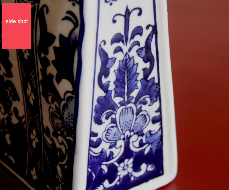Китайский стиль, синяя и белая керамическая ваза в форме сумочки, фарфоровые вазы для украшения искусственных цветов, вазы
