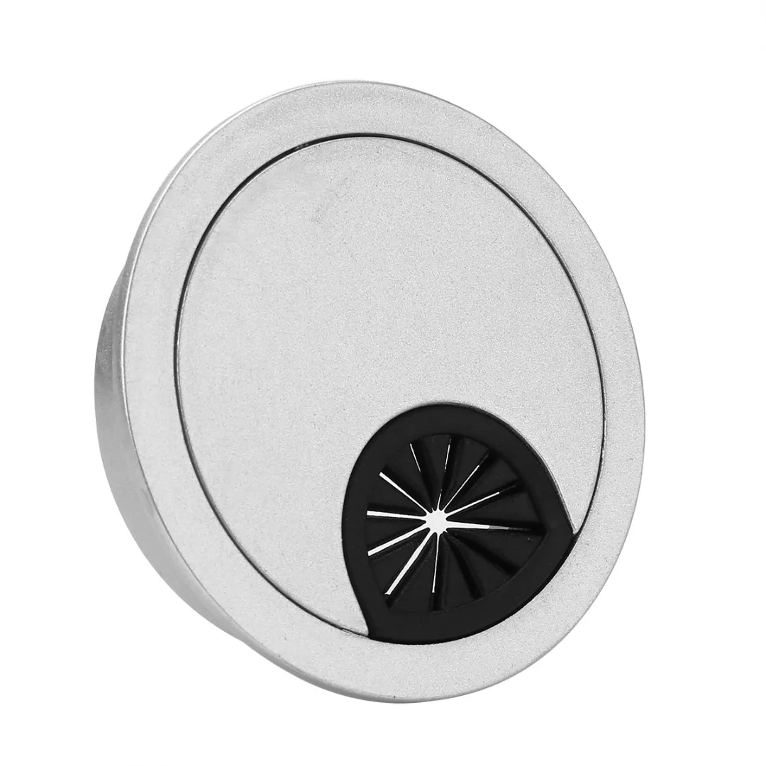 1pcs 80mm Plastic Table Grommet Cable Outlet Silver Hole Cover Line Holder Computer PC Desk Cable Wire Outlet for Home Office