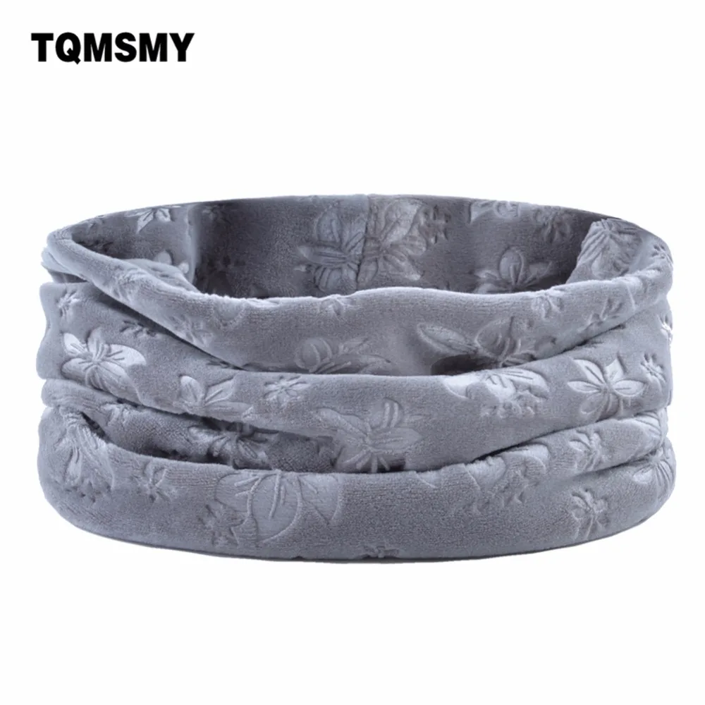 

TQMSMY Solid Color Flower Style Velvet Ring Scarf Unisex Winter Warm Ring Scarves Thick Warm Neck Super Elastic Knit TMDH61