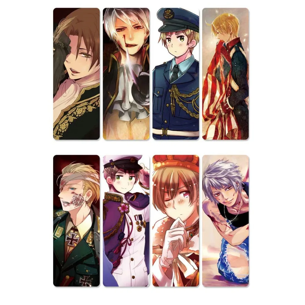 

8pcs Anime Hetalia Axis Powers Bookmarks Waterproof Transparent PVC Plastic Bookmark Beautiful Book Marks Gift