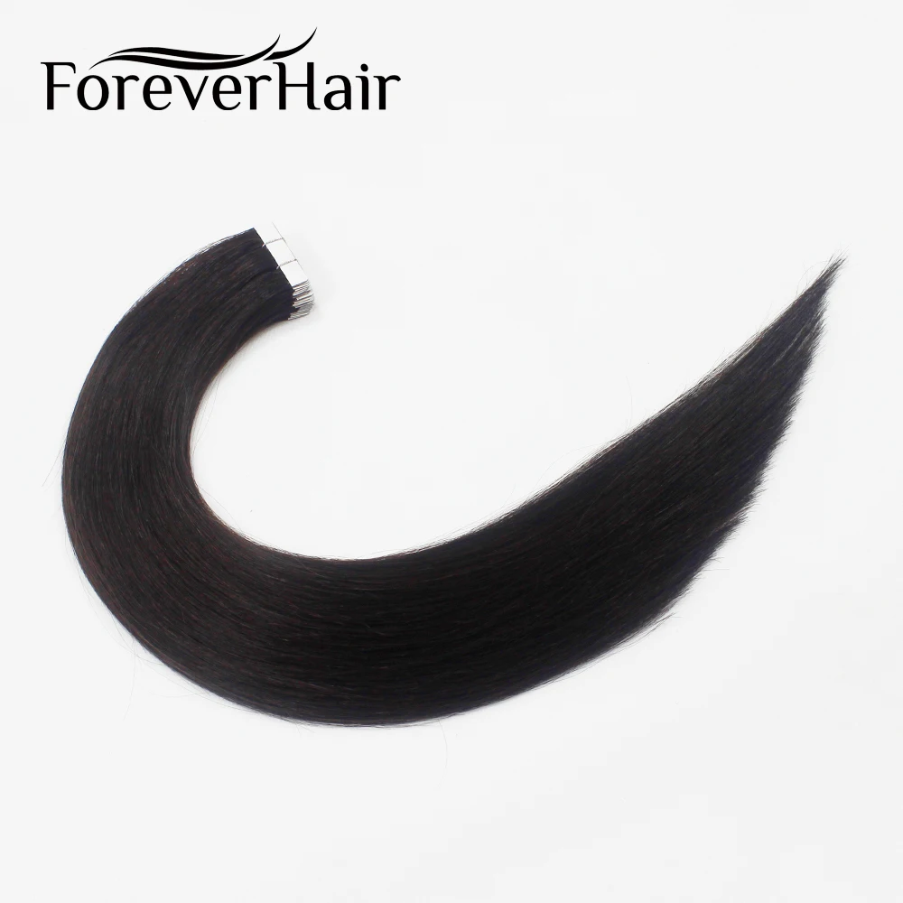 FOREVER HAIR 2 г/шт. 1" Remy лента для наращивания волос натуральный черный# 1B человеческие волосы бесшовная Кожа Уток лента для наращивания человеческих волос