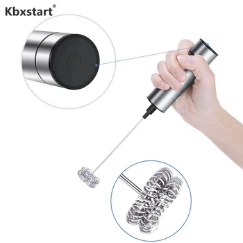 

Kbxstart Mini Handheld Multifunction Milk Frother Portable Double Spring Head for Large Cup of Milk Coffee Electric Blender