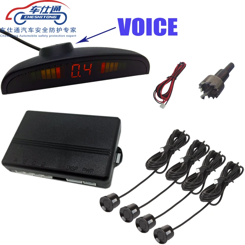 

human voice with Engilsh Car Parking Sensor for all cars Reverse Assistance Backup Radar Monitor System with 4 sensor