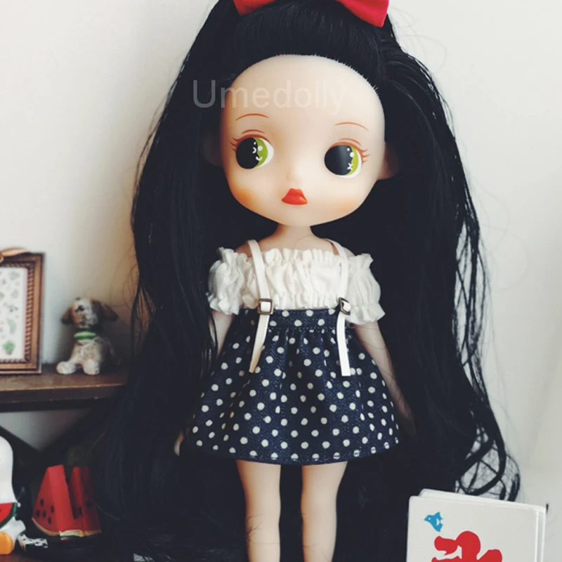 1 шт. красивые топы с открытыми плечами юбка в горошек для Azone Blyth Licca OB11 Одежда