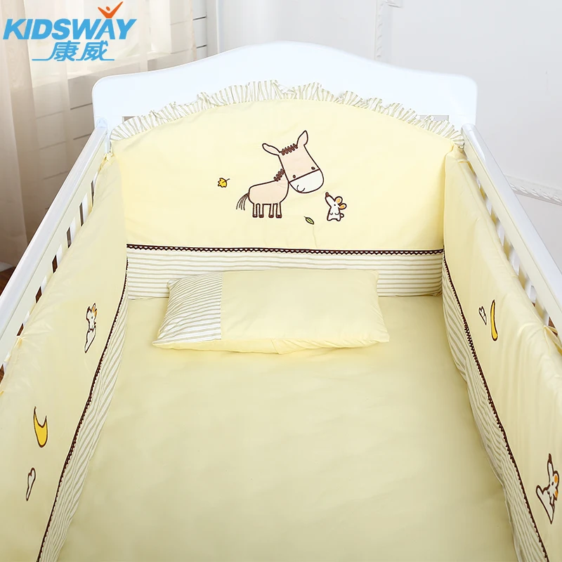 4 5 6pcs crib bedding set 100 combed cotton embroidered crib bedding