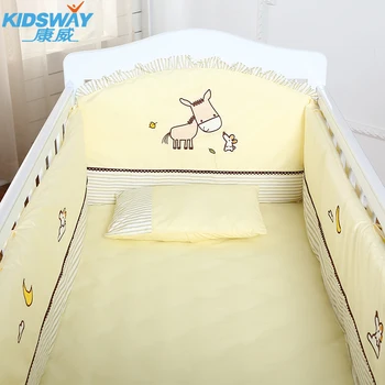 

4-5-6pcs crib bedding set 100% combed cotton embroidered crib bedding bumper set,infant nursery set,baby bedding set