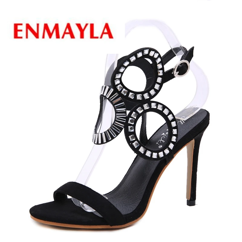 

ENMAYLA Cotton Fabric woman sandals 2019 summer fashion super high thin heel women shoes size 34-40 LY1059