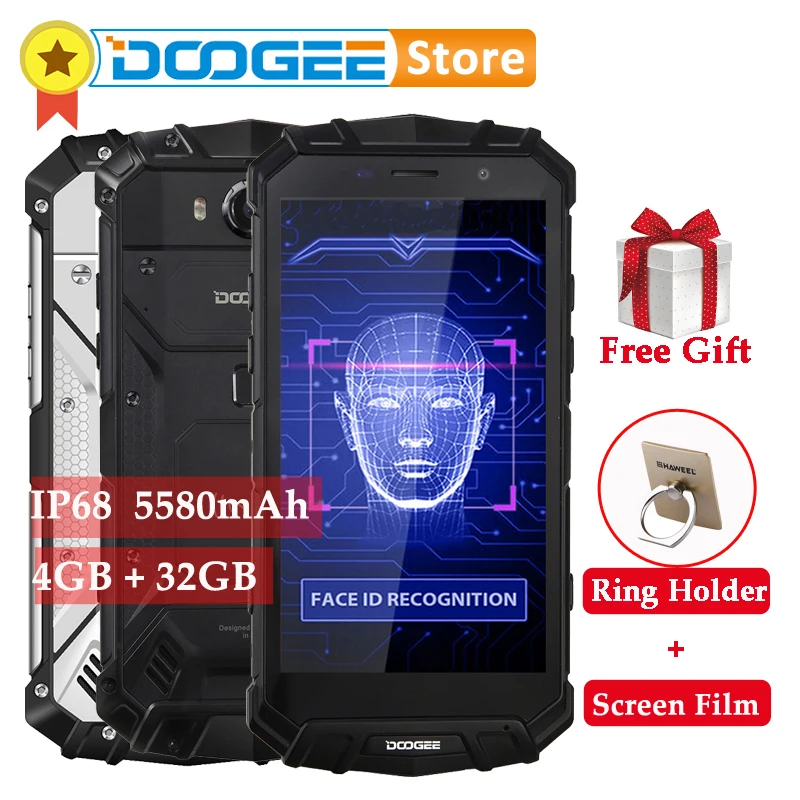 

DOOGEE S60 Lite 5580mAh 4GB 32GB Android 7.0 IP68 Smartphone MTK6750T Octa Core 16MP wireless charge Face ID OTG 4G Mobile Phone