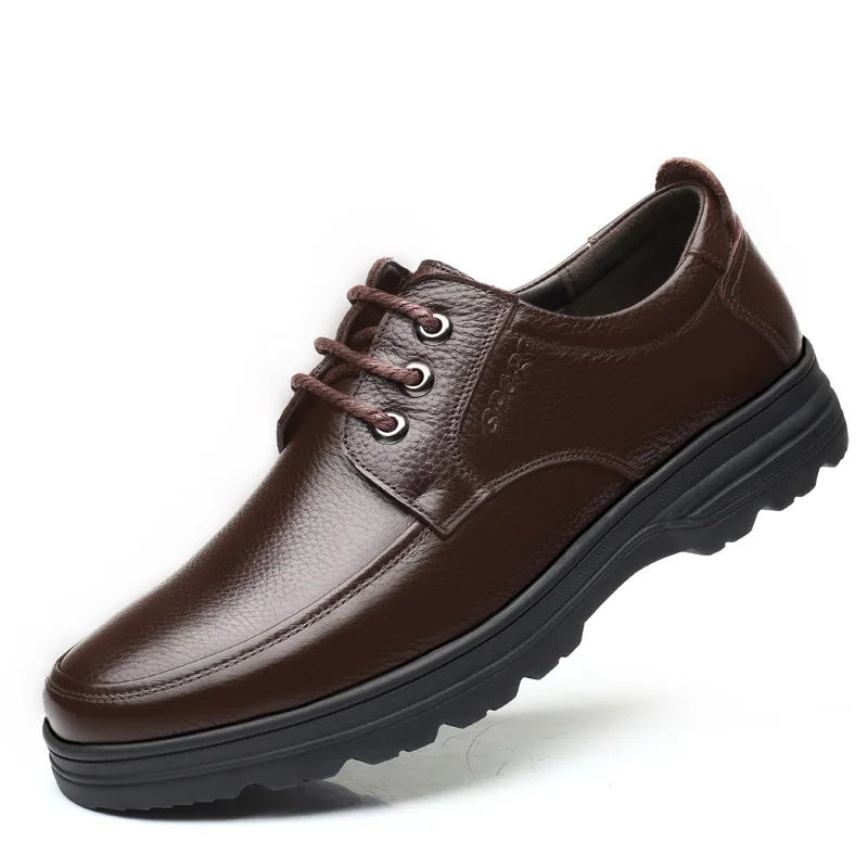 

Men Shoes Genuine Leather Oxfords Loafers Shoes Cow Leather Spring Business Round Head Breathable Solid Lace-Up Casual Shoes