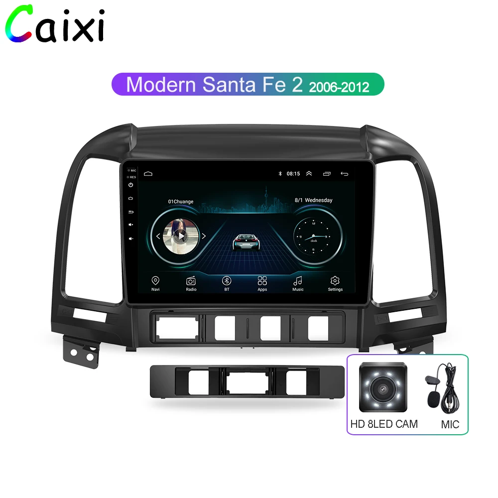 CAIXI Android 8.1 Car Radio Multimedia Vdeo Player for Hyundai Santa Fe 2 2006-2012 2 Din Navitei GPS navigation Dvd Player