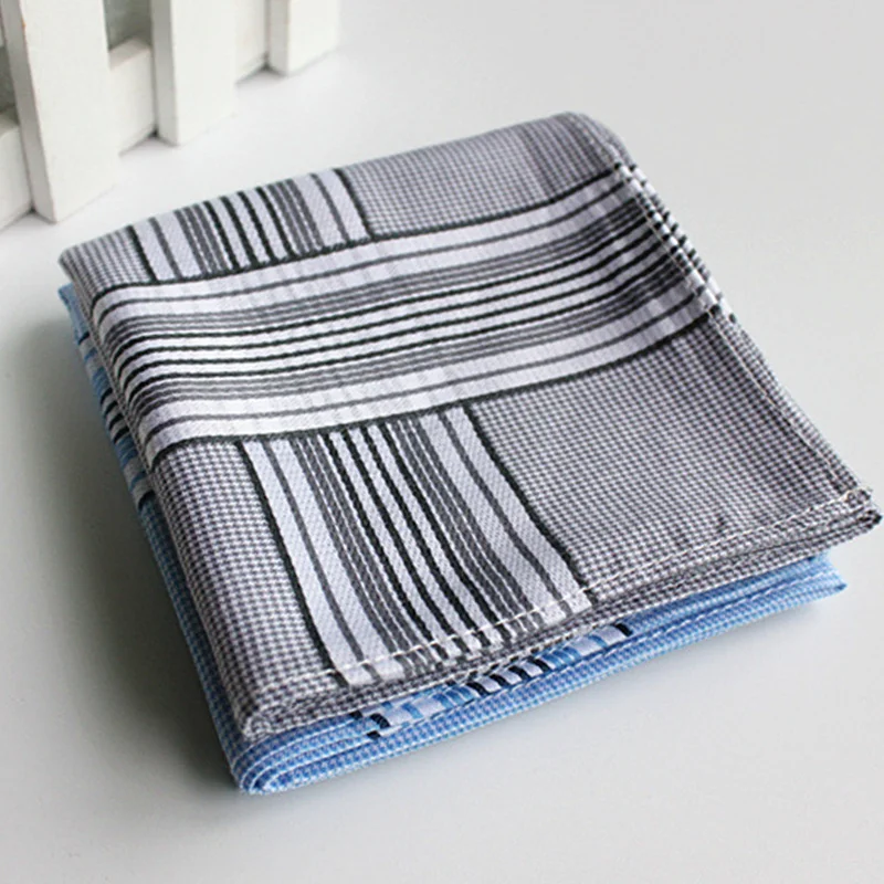 Plaid Stripe Cotton Men Pocket Squares Business Suit Chest Towel